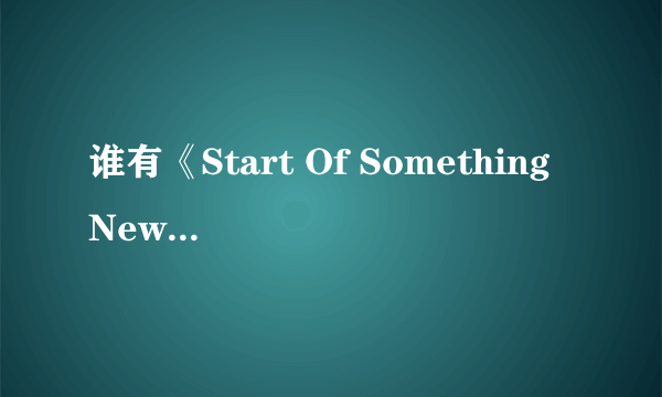 谁有《Start Of Something New》的歌词