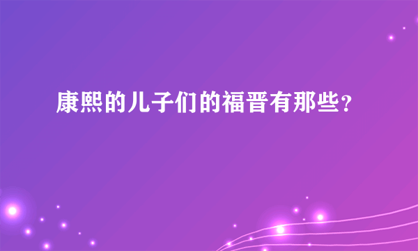 康熙的儿子们的福晋有那些？