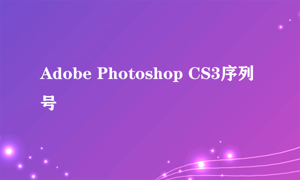 Adobe Photoshop CS3序列号