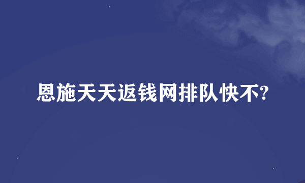 恩施天天返钱网排队快不?