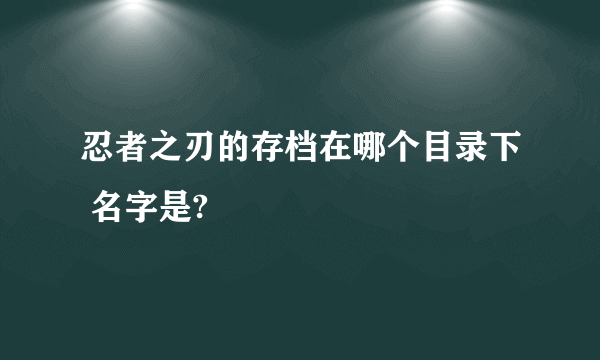 忍者之刃的存档在哪个目录下 名字是?