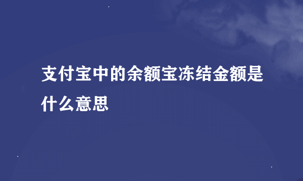 支付宝中的余额宝冻结金额是什么意思