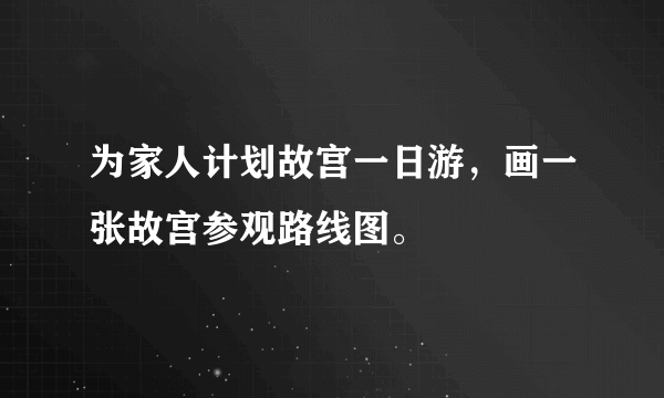 为家人计划故宫一日游，画一张故宫参观路线图。