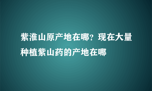 紫淮山原产地在哪？现在大量种植紫山药的产地在哪