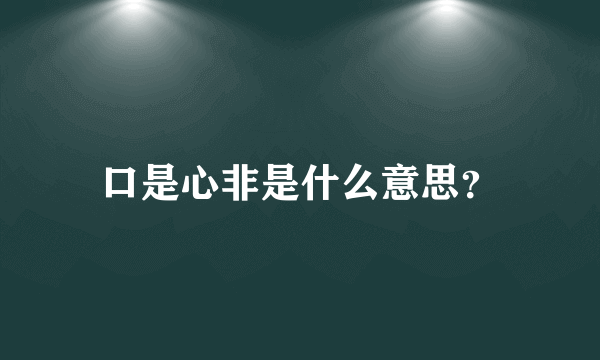 口是心非是什么意思？