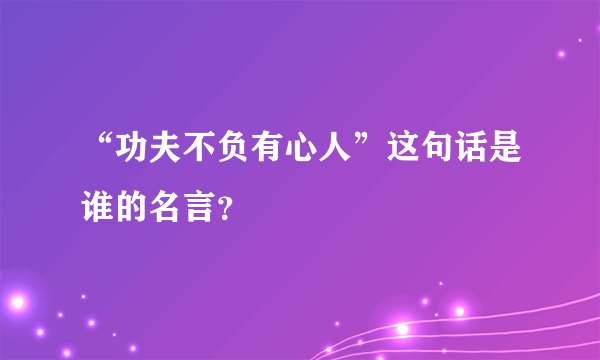 “功夫不负有心人”这句话是谁的名言？