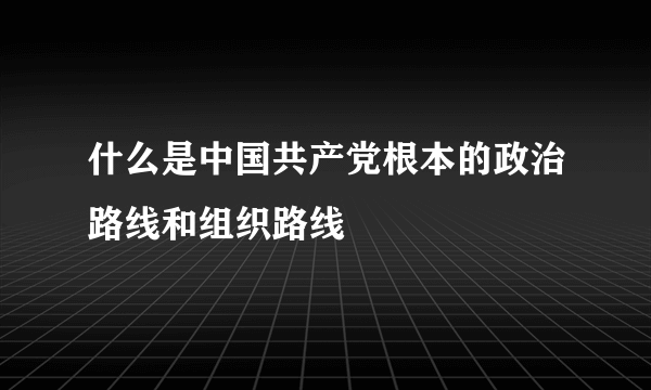 什么是中国共产党根本的政治路线和组织路线