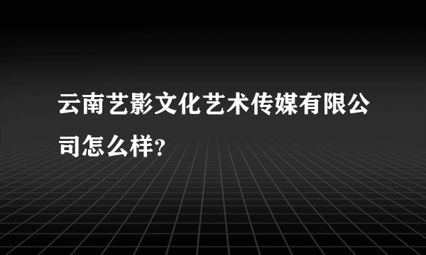 云南艺影文化艺术传媒有限公司怎么样？