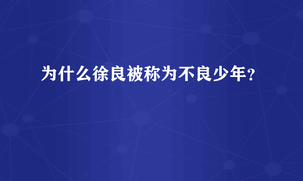 为什么徐良被称为不良少年？