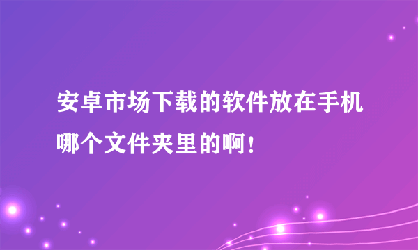 安卓市场下载的软件放在手机哪个文件夹里的啊！