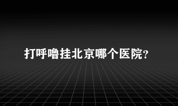 打呼噜挂北京哪个医院？