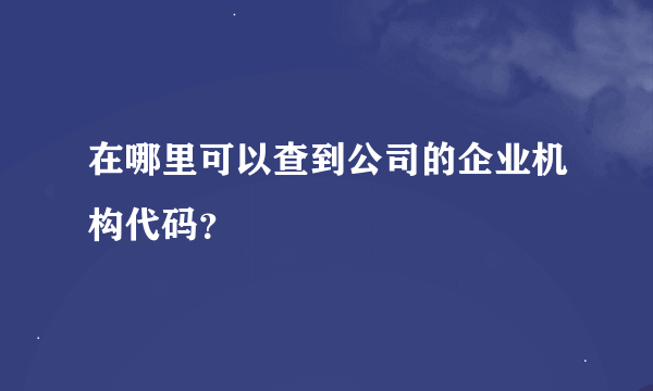 在哪里可以查到公司的企业机构代码？