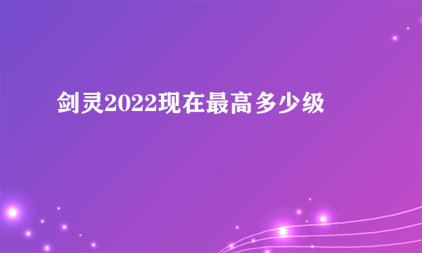 剑灵2022现在最高多少级