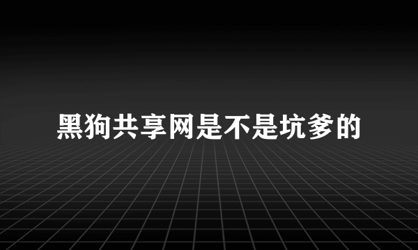 黑狗共享网是不是坑爹的