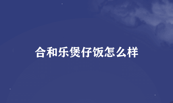 合和乐煲仔饭怎么样