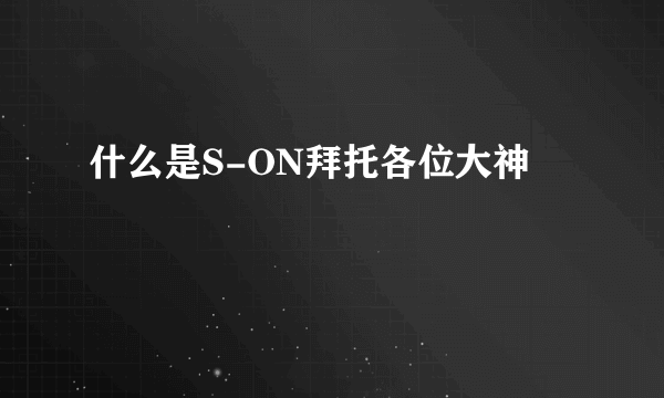 什么是S-ON拜托各位大神