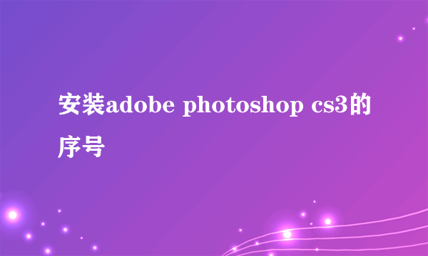 安装adobe photoshop cs3的序号