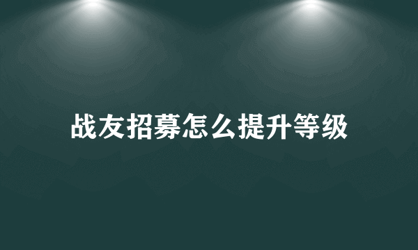 战友招募怎么提升等级