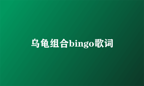 乌龟组合bingo歌词