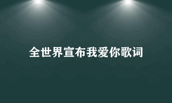 全世界宣布我爱你歌词