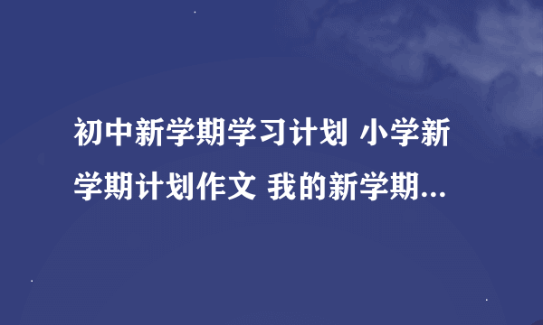 初中新学期学习计划 小学新学期计划作文 我的新学期学习计划