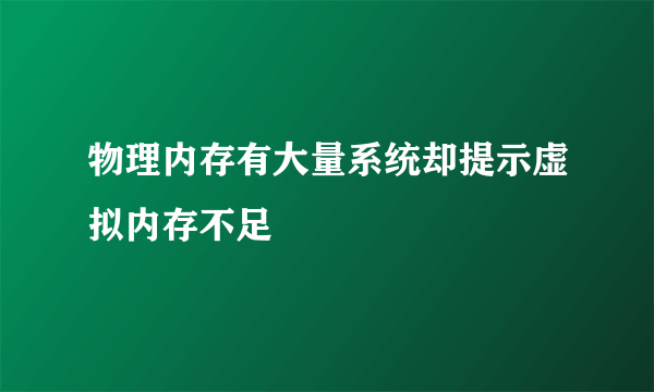 物理内存有大量系统却提示虚拟内存不足