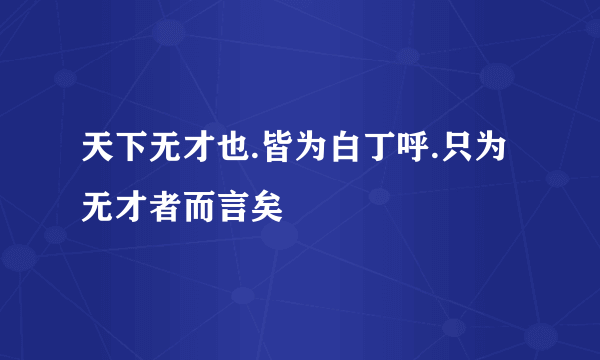 天下无才也.皆为白丁呼.只为无才者而言矣