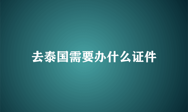 去泰国需要办什么证件