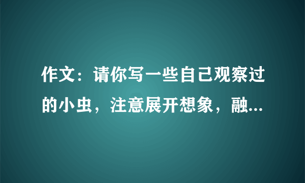 作文：请你写一些自己观察过的小虫，注意展开想象，融入自己的感受。