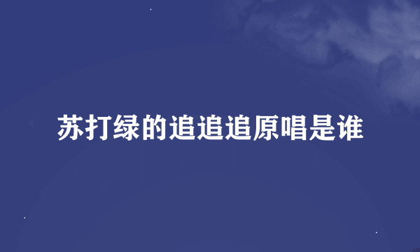 苏打绿的追追追原唱是谁