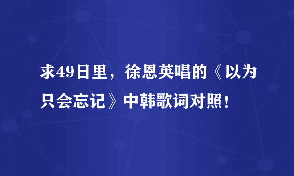 求49日里，徐恩英唱的《以为只会忘记》中韩歌词对照！