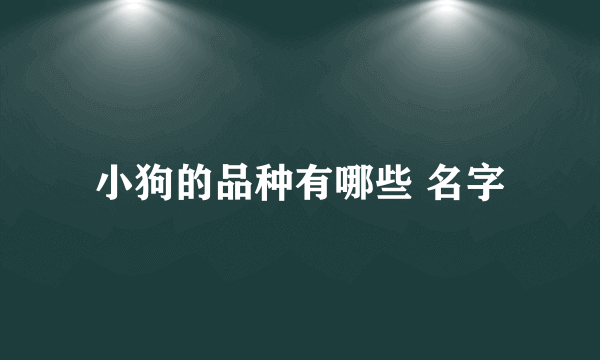 小狗的品种有哪些 名字