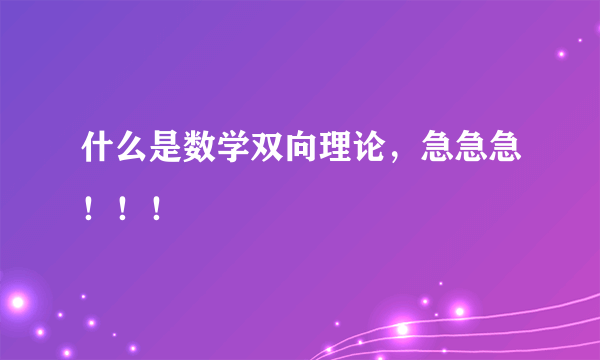 什么是数学双向理论，急急急！！！