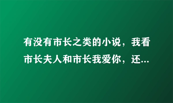 有没有市长之类的小说，我看市长夫人和市长我爱你，还有别的吗？