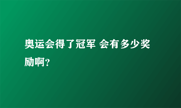 奥运会得了冠军 会有多少奖励啊？