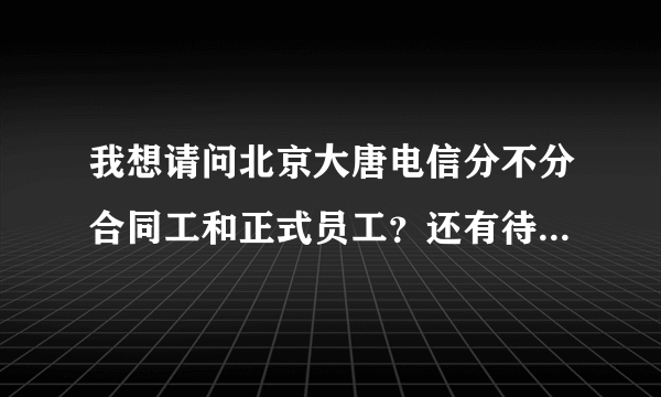 我想请问北京大唐电信分不分合同工和正式员工？还有待遇怎么样啊？最好说具体点，多说点儿，很着急，谢谢