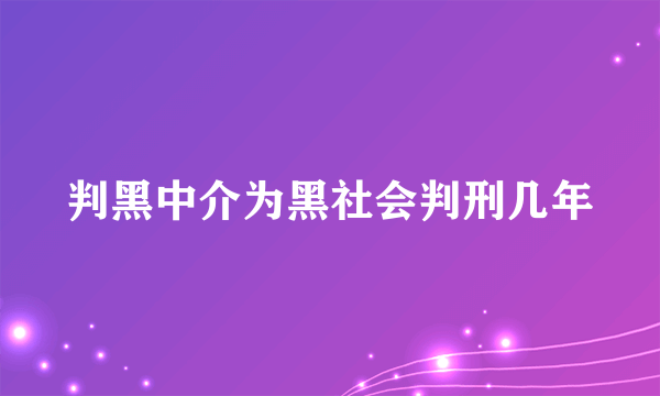 判黑中介为黑社会判刑几年