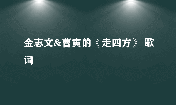 金志文&曹寅的《走四方》 歌词