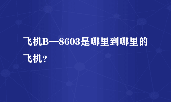 飞机B—8603是哪里到哪里的飞机？