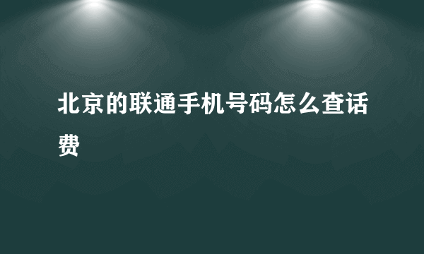 北京的联通手机号码怎么查话费