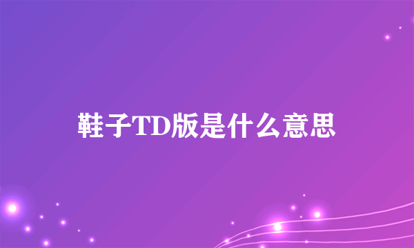 鞋子TD版是什么意思