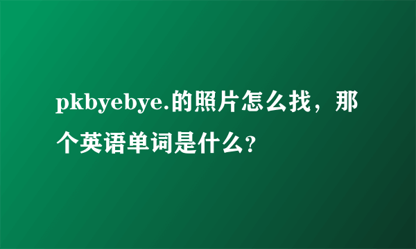 pkbyebye.的照片怎么找，那个英语单词是什么？