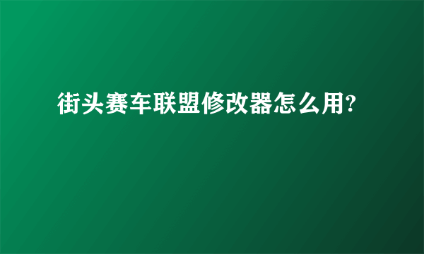 街头赛车联盟修改器怎么用?