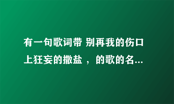 有一句歌词带 别再我的伤口上狂妄的撒盐 ，的歌的名字叫什么