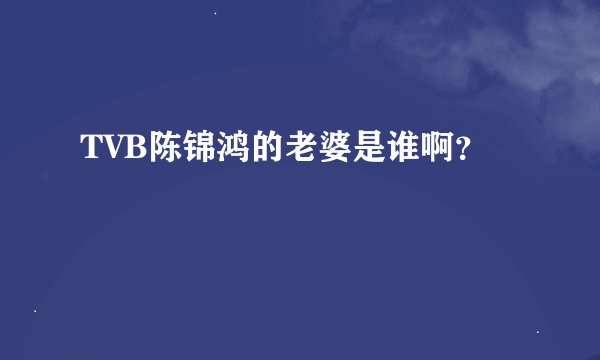 TVB陈锦鸿的老婆是谁啊？