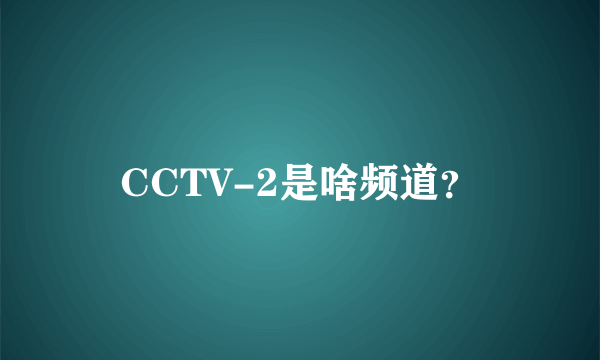 CCTV-2是啥频道？