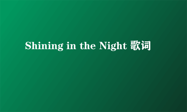 Shining in the Night 歌词