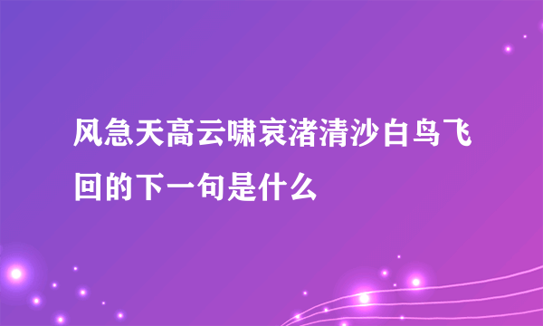 风急天高云啸哀渚清沙白鸟飞回的下一句是什么