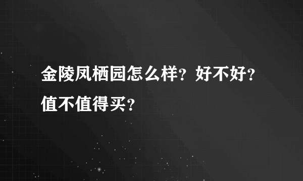 金陵凤栖园怎么样？好不好？值不值得买？