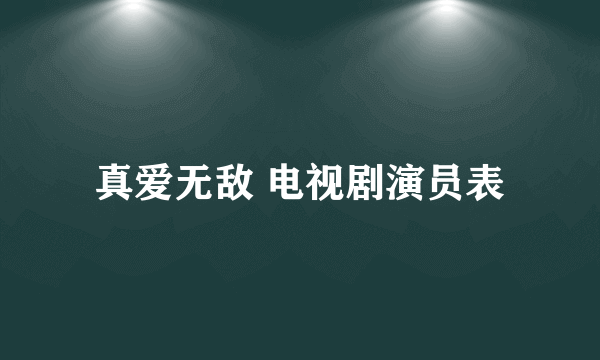 真爱无敌 电视剧演员表